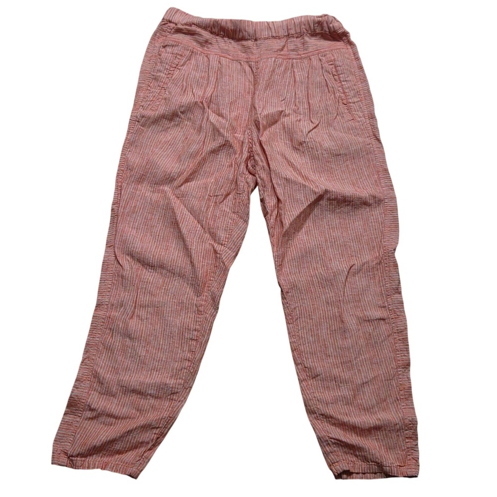 Anthropologie Boho Harem Rust Coastal Striped Linen Joggers Lighyweight Small